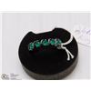 Image 1 : #3-GREEN EMERALD GEMSTONE BLACK RING