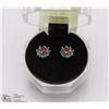 Image 1 : #26-GREEN EMERALD & RED RUBY GEMSTONE EARRINGS
