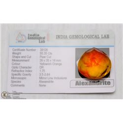 #1-YELLOWISH ORANGE ALEXANDRITE 55.35CT