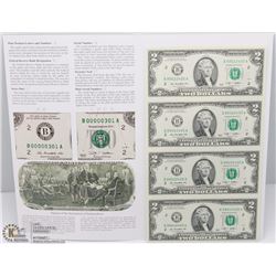 US 2 DOLLAR 2009 SERIES UNCUT BILLS