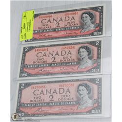 LOT OF 3 CANADIAN UNCIRCULATED $2 BILLS