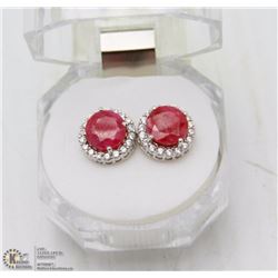 NATURAL RED RUBY .925 SOLID SILVER EARRINGS