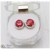 Image 1 : NATURAL RED RUBY .925 SOLID SILVER EARRINGS