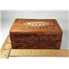 Image 2 : 1 - CARVED WOODEN BOX WITH  LAPEL PINS