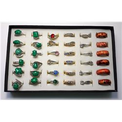 6 - LOT OF 36 FASHION RINGS