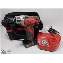 MILWAUKEE M12 DRILL WITH BATTERY AND CHARGER
