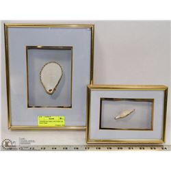 2 BOXED SEA SHELL PICTURES 24K GOLD TRIM