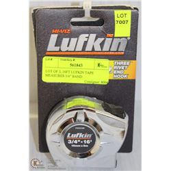 LOT OF 3, 16FT LUFKIN TAPE MEASURES 3/4" BAND
