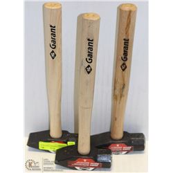 3 GARANT TEMPERED STEEL-HEAD HAMMERS