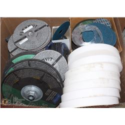 BOX FULL OF ABRASIVE SANDING STONES/DISCS/WHEELS
