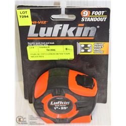 PAIR OF 25FT LUFKIN HI-VIZ TAPE MEASURES