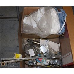 LARGE FLAT WITH ASSORTED HARDWARE + MISC.