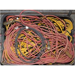 RUBBERMAID STORAGE BIN FULL OF HD EXT. CORDS