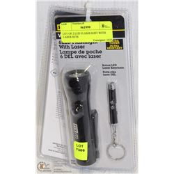 LOT OF 2 LED FLASHLIGHT WITH LASER SETS