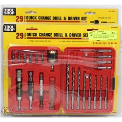 LOT OF 2 TOOL SHOP 29PC QUICK CHANGE DRILL & DRIVE