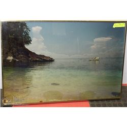 20X30 VINTAGE FRAMED BOAT PICTURE