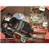 Image 1 : BOX WITH NEW GLOVES, GIFT ITEMS, AND EAR PLUGS