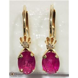 10K YELLOW GOLD RUBY & DIAMOND EARRINGS