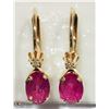 Image 1 : 10K YELLOW GOLD RUBY & DIAMOND EARRINGS
