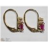 Image 2 : 10K YELLOW GOLD RUBY & DIAMOND EARRINGS