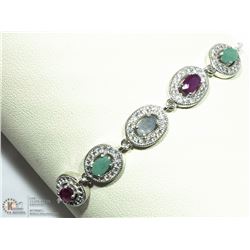 STERLING SILVER GEMSTONE ADJUSTABLE BRACELET