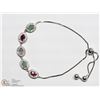 Image 2 : STERLING SILVER GEMSTONE ADJUSTABLE BRACELET