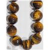 Image 1 : STERLING SILVER LARGE TIGER EYE BEAD NECKLACE