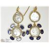 Image 1 : ST. SILVER GOLD PLATED PEARL & TANZANITE EARRINGS