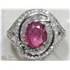 Image 1 : STERLING SILVER RUBY HALO COCKTAIL RING