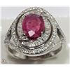 Image 2 : STERLING SILVER RUBY HALO COCKTAIL RING