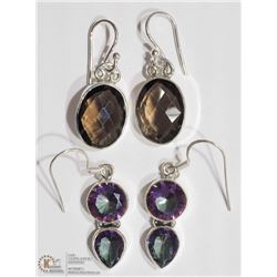 TWO PAIRS OF ST. SILVER GEMSTONE DROP EARRINGS