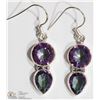 Image 2 : TWO PAIRS OF ST. SILVER GEMSTONE DROP EARRINGS