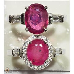TWO STERLING SILVER RUBY RINGS