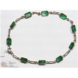 10K YELLOW AND WHITE GOLD EMERALD LINK BRACELET