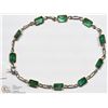 Image 1 : 10K YELLOW AND WHITE GOLD EMERALD LINK BRACELET