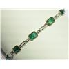 Image 2 : 10K YELLOW AND WHITE GOLD EMERALD LINK BRACELET