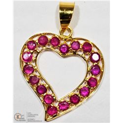 18K YELLOW GOLD RUBY HEART PENDANT