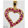 Image 1 : 18K YELLOW GOLD RUBY HEART PENDANT