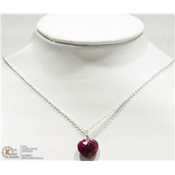 STERLING SILVER JULY RUBY HEART NECKLACE