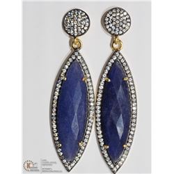 ST. SILVER SODALITE ANTIQUE STYLE HALO EARRINGS