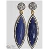 Image 1 : ST. SILVER SODALITE ANTIQUE STYLE HALO EARRINGS