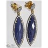 Image 2 : ST. SILVER SODALITE ANTIQUE STYLE HALO EARRINGS
