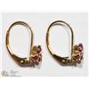 Image 2 : 14K YELLOW GOLD THREE RUBY EARRINGS