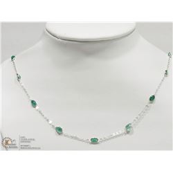 10K WHITE GOLD 11 EMERALD NECKLACE MADE IN CANADA