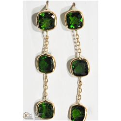 14K Y. GOLD GENUINE CHROME DIOPSIDE DROP EARRINGS