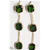 Image 1 : 14K Y. GOLD GENUINE CHROME DIOPSIDE DROP EARRINGS