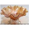 Image 1 : MARIGOLD CARNIVAL GLASS RUFFLED EDGE FOOTED BOWL