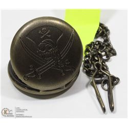 PIRATE DESIGN POCKET WATCH WITH CHAIN