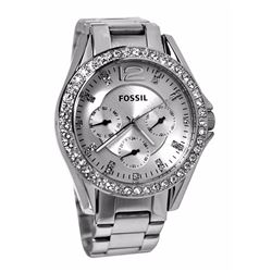 NEW FOSSIL DAYDATE STAINLESS STEEL WATCH 38M