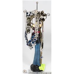 JEWELRY MANNIQUIN FULL OF COSTUME JEWELRY